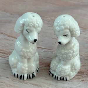 Source Unknown White Ceramic Poodle Salt and Pepper Shakers